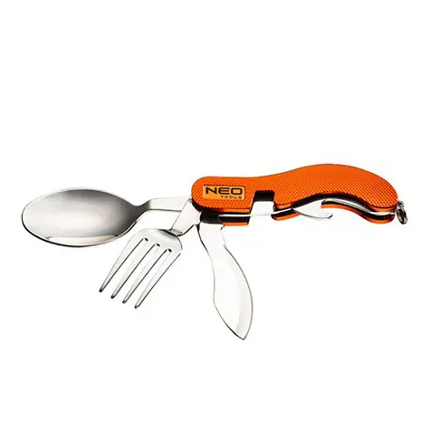 Neo Tools 63-027 / Multifunktionswerkzeug 3 in 1 / Aluminium / 100 mm / Messer / Gabel / Löffel