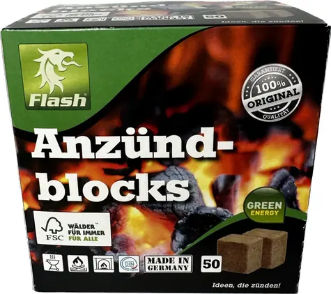 Flash Fire Würfel HOLZ & WACHS 50 Stück XXL