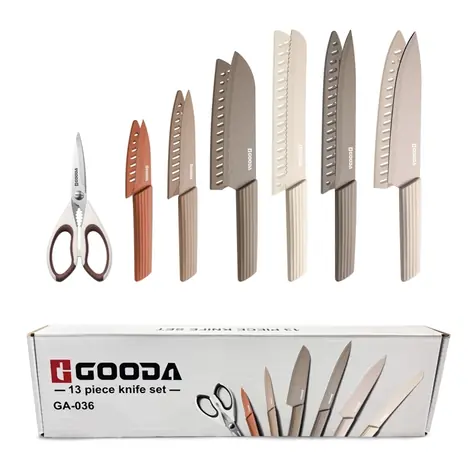 Gooda 13-teiliges Küchenmesserset grau 
