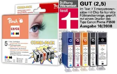 Peach -kompatible Patrone Canon PGI-5 / CLI-8 MultiPack, 2xSchwarz, Cyan, Magenta, Gelb, 26 ml, 4x14 ml