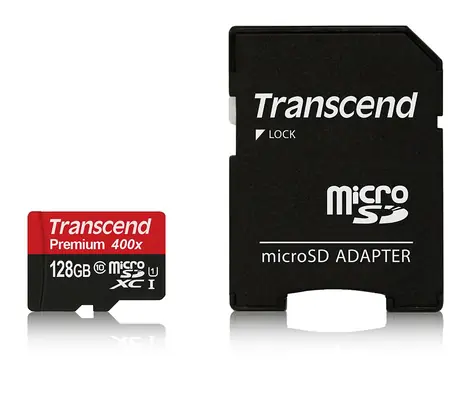 Transcend Micro SDXC 128 GB + Adapter / Speicherkarte / Klasse 10 / UHS-I 