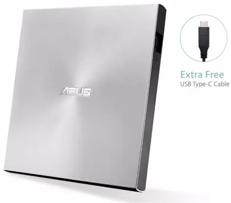 Asus SDRW-08U9M-U silber / schlank / USB 2.0 / USB-C