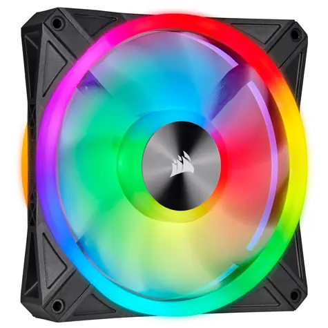 Corsair iCUE QL140 RGB PWM 140 mm (2 Stück) + iCUE Core Controller / PWM-Lüfter / 140 mm / 1250 U/min / 26 dBA / Schwarz-Weiß