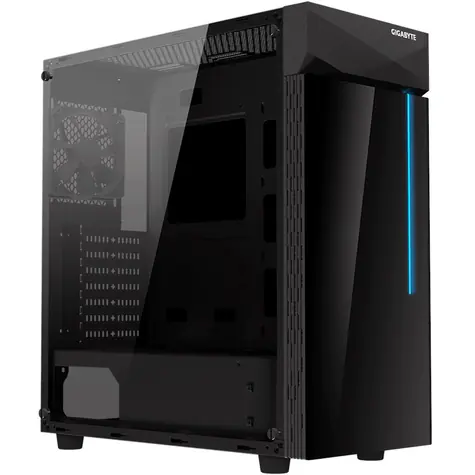 GIGABYTE AORUS C200 Glas schwarz / ATX / 2xUSB 3.0 / 1x120mm / ohne Netzteil / transparente Seite