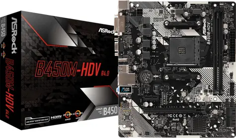 ASRock B450M-HDV R4.0 / AMD B450 / DDR4 / SATA III RAID / USB / GLAN / M.2 / sc.AM4 / mATX