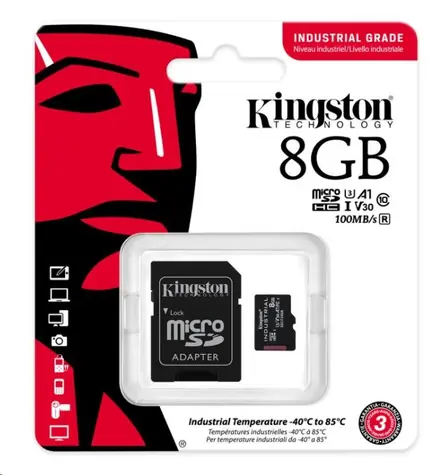 Kingston microSDHC 8GB Industrial + Adapter / UHS-I V30 / U3 / Klasse 10