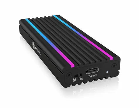 Icy Box IB-1824ML-C31 schwarz / Externe Box für 1x NVMe mit LED-Streifen/ USB 3.1 Typ C & A