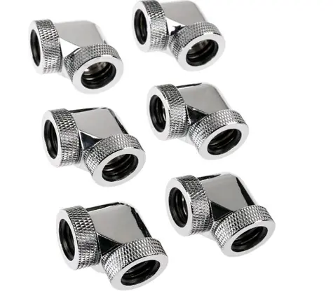 RAIJINTEK Pelias Silber - D160906 6 Stück Silber / für 16mm HardTube / G1/4" / 90° Winkel