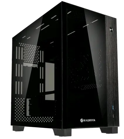 RAIJINTEK Paean mini schwarz / Mini-ITX / 1xUSB 3.0 + 1xUSB-C / ohne Stromquelle / transparente Seite
