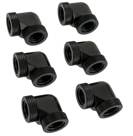RAIJINTEK Pelias - D160906 6 Stück schwarz / für 16mm HardTube / G1/4" / 90° Winkel