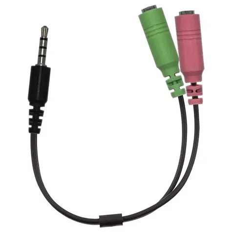 Genius ACC-100 schwarz / Audioadapter 3,5mm / 2x 3,5mm / 24cm 