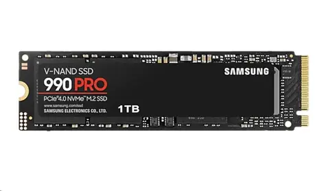 Samsung 990 PRO 1 TB / SSD / M.2 NVMe PCI-E 4.0 / TLC / R: 7450 MBit/s / W: 6900 MBit/s / IOPS: 1200 K und 1550 K / MTBF 1,5 MHz / 5 Jahre