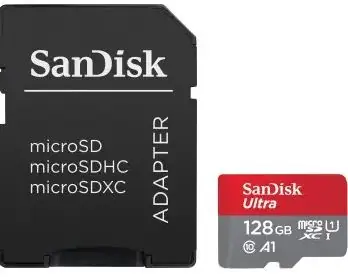 SanDisk Ultra microSDXC 128 GB + Adapter / Klasse 10 / UHS-I / Lesen: bis zu 140 MB
