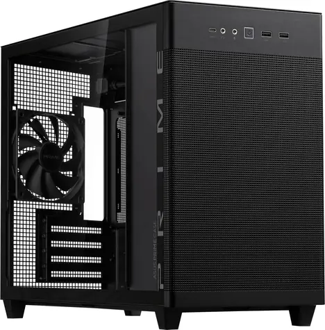 Asus AP201 Prime (transparente Seite) schwarz / M-ATX / 2xUSB-A + 1xUSB-C / 1x 120 mm / ohne Stromquelle
