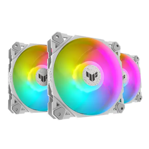 Asus TUF Gaming TF120 ARGB (3 Stück) weiß / 120 mm / Advanced FDB / 250-1900 RPM / 76 CFM / 29 dB