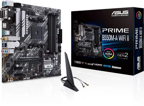 ASUS PRIME B550M-A WI-FI II / B550 / AM4 / 4x DDR4 / PCIEx16 / GLAN / mATX