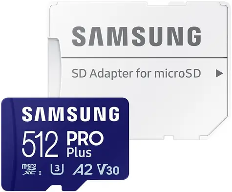 Samsung Micro SDXC PRO PLUS 512 GB + SD-Adapter / UHS-1 / Klasse 10 / U3 / Lesen: 180 MBit/s / Schreiben: 130 MBit/s