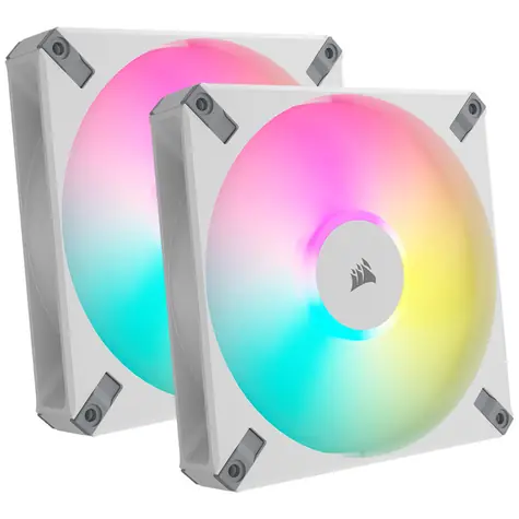 Corsair AF Elite Series RGB 140 mm weiß 2 Stück / Fluid Dynamic Bearing / 500-1700 U/min / 89 CM / 4-polig