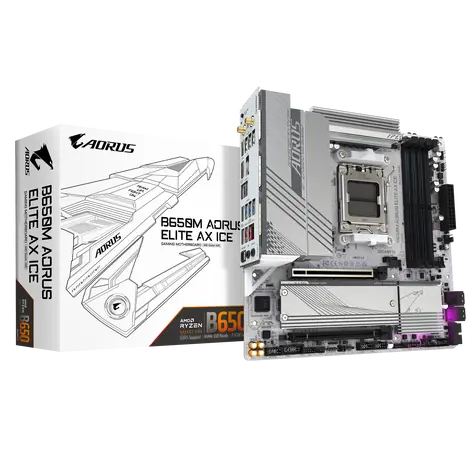 GIGABYTE B650M Aorus Elite AX ICE / B650 / AM5 / 4X DDR5 / PCIEx16 / 2,5GLAN / mATX