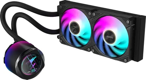 GIGABYTE AORUS WATERFORCE X II 240 / 2x 120 mm / 37,5 dB / 72 CFM / 800 - 2400 U/min / RGB / Intel + AMD