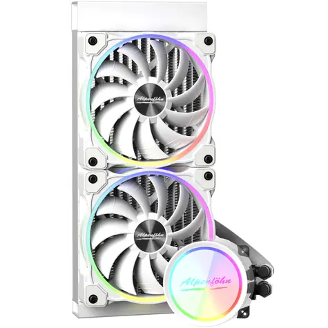 Alpenföhn Gletscherwasser 240 mm Weiß / AiO-CPU-Wasserkühler / 2x 120 mm / 36,8 dB bei 2550 U/min / 77,92 CFM / Intel + AMD