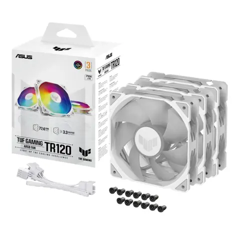 Asus TUF GAMING TR120 ARGB (3 Stück) weiß / 120 mm / Hydrauliklager / 2000 U/min / 77,4 CFM / 29 dB