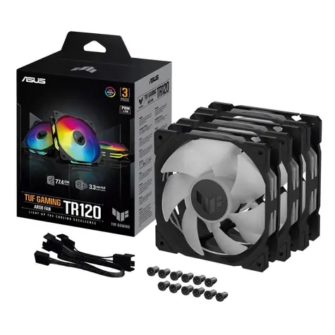 Asus TUF GAMING TR120 ARGB (3 Stück) schwarz / 120 mm / Hydrauliklager / 2000 U/min / 77,4 CFM / 29 dB