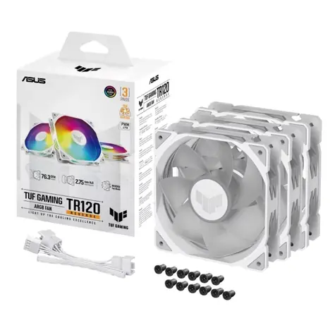 Asus TUF GAMING TR120 ARGB Reverse (3 Stück) weiß / 120 mm / Hydrauliklager / 2000 U/min / 76,3 CFM / 29 dB