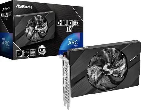 ASRock Intel Arc A380 Challenger ITX 6 GB OC / 2250 MHz / 6 GB GDDR6 / 96-Bit / 1xHDMI + 3x DP