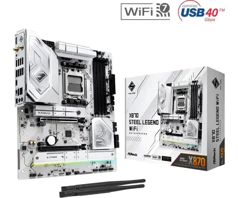 ASRock X870 STEEL Legend WIFI / AMD X870 / DDR5 / SATA III RAID / USB / 2.5GLAN / M.2 / sc.AM5 / ATX