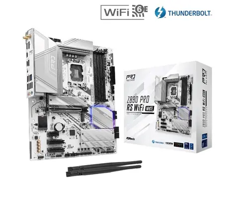 ASRock Z890 Pro RS WiFi Weiß / Z890 / LGA 1851 / 4X DDR5 / PCIex16 / 2.5GLAN / ATX