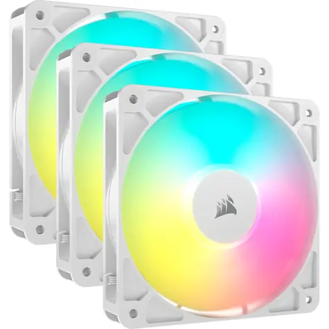 Corsair RS120 ARGB 3 Stück Weiß / 120 mm / Magnetisches Kuppellager / 420-2100 U/min / 72,8 CFM / 4-polig