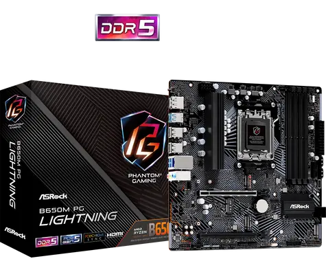 ASRock B650M PG LIGHTNING / B650 / AM5 / 4X DDR5 / 1x 2,5GLAN / mATX