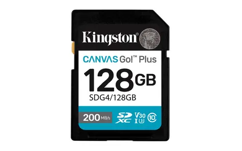 Kingston Canvas Go PLUS SDXC 128 GB / UHS-I V30 / U3 / Klasse 10 / Lesen: bis zu 200 MB / Schreiben: bis zu 160 MB