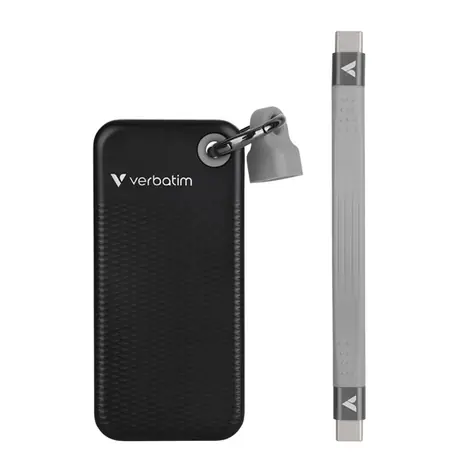 Verbatim Pocket SSD, externes Laufwerk, 2 TB, Schwarz / USB-C 3.2 Gen 2 / R: 1000 MB/s / W: 1000 MB/s 