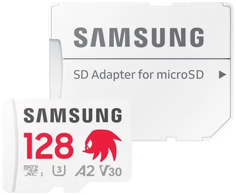 Samsung PRO PLUS Sonic the Hedgehog microSDXC 128 GB + SD-Adapter / UHS-1 / Klasse 10 / U3 / Lesen: 180 MB/s / Schreiben: 130 MB/s