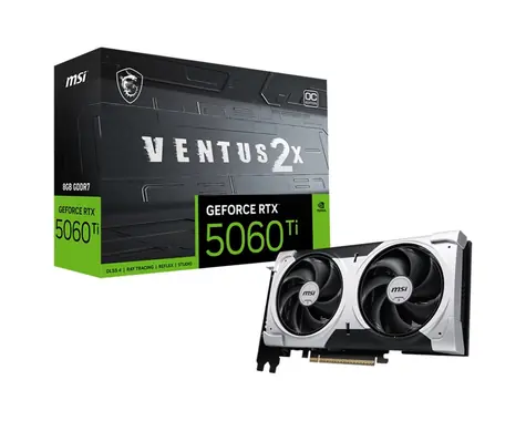 MSI Nvidia GeForce RTX 5060 Ti 8G Ventus 2X OC PLUS, 3xDP, 1xHDMI