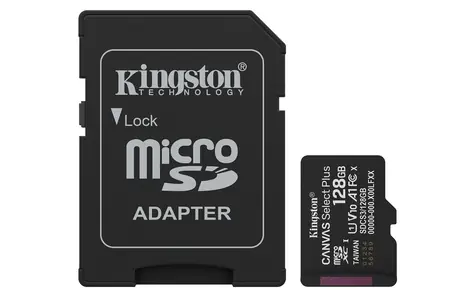 Kingston Canvas Select PLUS Gen3 microSDXC 128 GB mit Adapter / UHS-I / U1 / Klasse 10 / Lesen: bis zu 150 MB/s / Schreiben: bis zu 