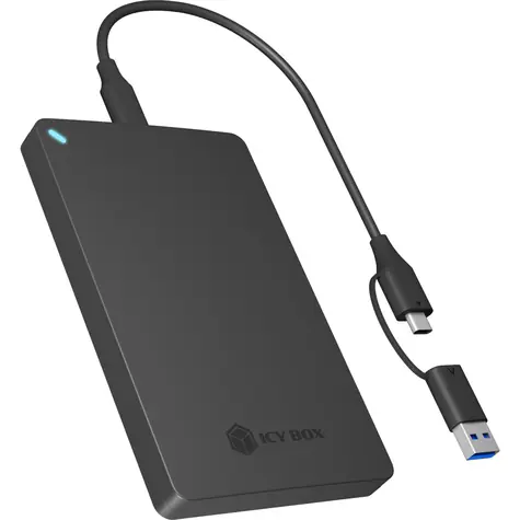 Icy Box IB-201T-CU31 schwarz / externes Gehäuse für 2,5" SATA-Festplatten/SSDs / USB-A / USB-C 