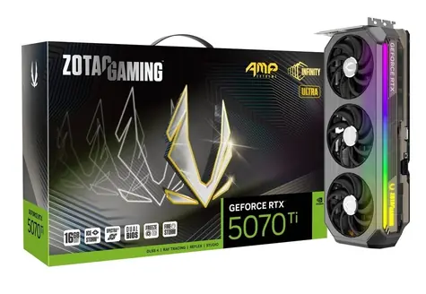 Unverpackt - Zotac GeForce RTX 5070 Ti AMP Extreme Infinity Ultra 16 GB / 2295 - 2572 MHz / 16 GB GDDR7 / 256 Bit / unverpackt