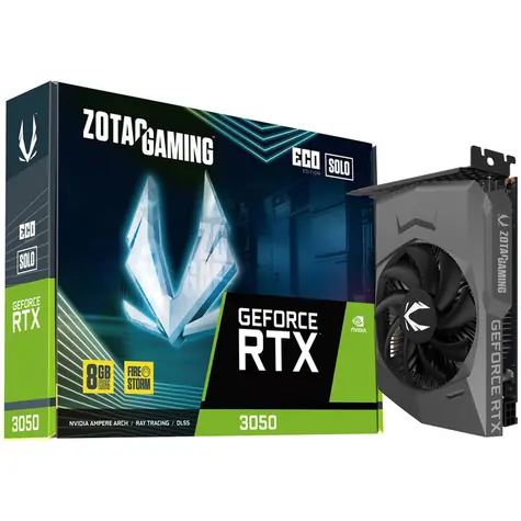 Zotac GAMING GeForce RTX 3050 Eco Solo 8GB / 1550-1770GHz / 8192MB GDDR6 / 128bit / 1x HDMI + 3x DP / 450W (6)