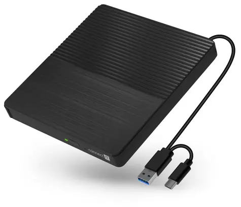 Connect IT CFF-1030-BK 3-in-1 SlimDrive schwarz / Externes CD/DVD-Laufwerk / USB-C + USB-A