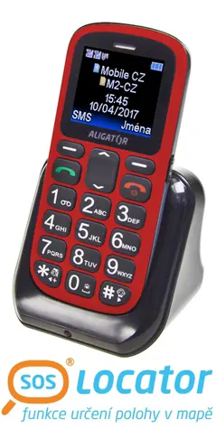 Ausgepackt - Aligator A321 Senior rot-schwarz / CZ / 1,8" / Dual-SIM / microSD / ausgepackt