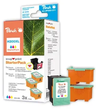Peach 300XL Alternativpatrone / HP Deskjet D2560 / Starter-Pack 1+3 / 3x14 ml / Farbig