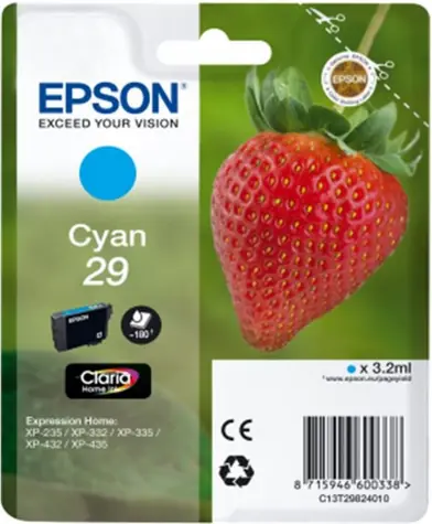 Epson T2982 Originalpatrone 29 / XP-235, XP-332 / 3,2 ml / Blau