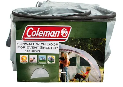 Coleman EVENT SHELTER Sunwall Door „L“ silber / Sichtschutz mit zwei Fenstern und Eingang / 365x 169 cm 