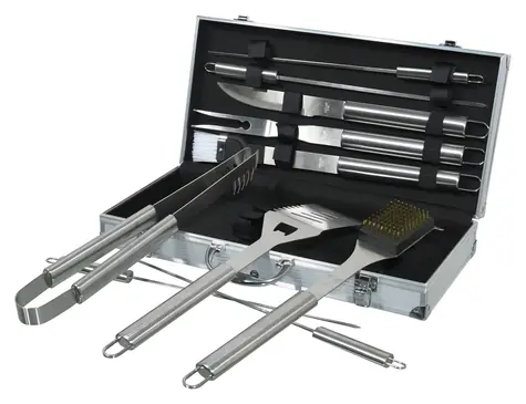 Cattara Grillbesteck-Set, 11-teilig, ALU-Koffer