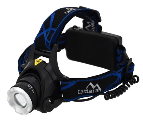 Cattara Stirnlampe LED 570lm ZOOM schwarz / CREE XM-L 6W / 2x 3,7 V Batterie / IP44