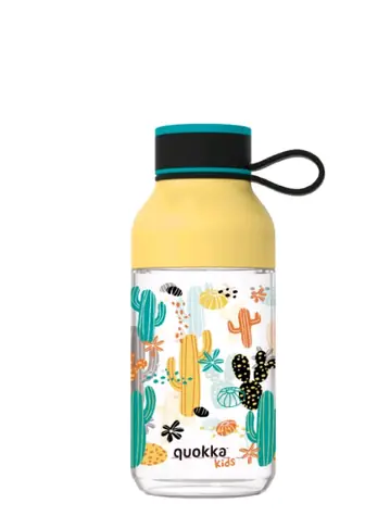 Quokka Ice Kids mit Tragegurt, 430 ml, Kaktus-Design / Wasserflasche / Tragegurt / Tritan