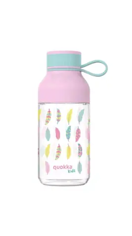 Quokka Ice Kids mit Tragegurt, 430 ml, Federn / Wasserflasche / Tragegurt / Tritan